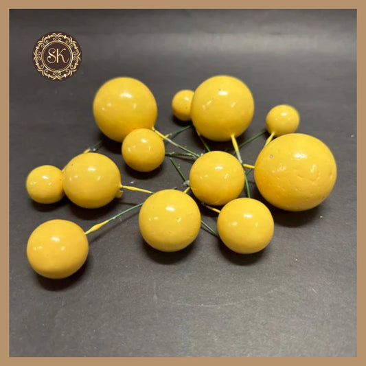 Faux Balls | Pearl Faux Balls | For Cake and Cupcake Decor | Yellow - Pack of 12 Pieces.
