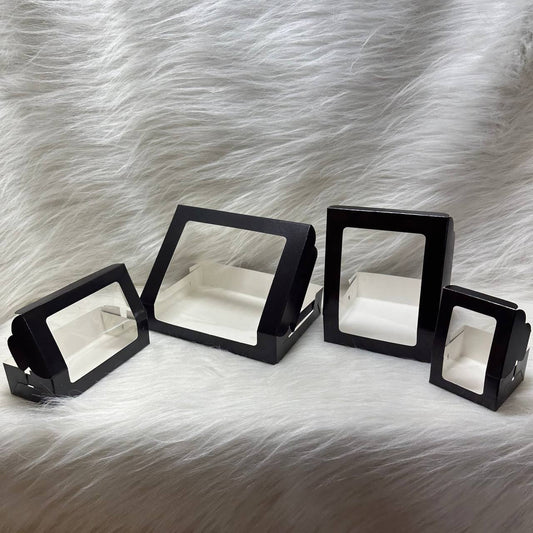 Black Brownie Window Box - L-shaped Sweetkraft | Baking supplies