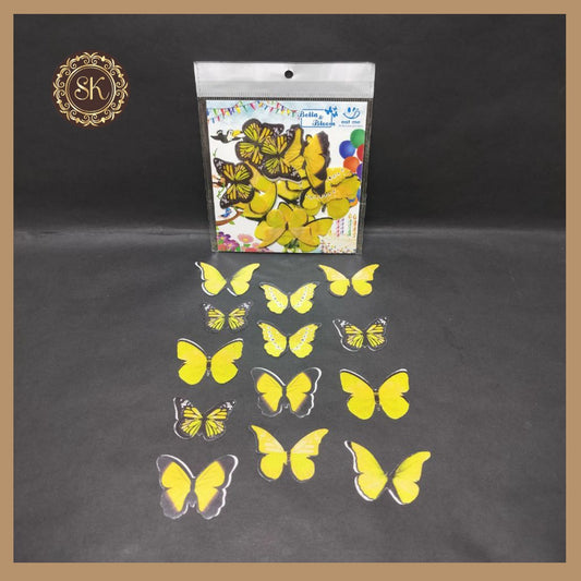 Edible Wafer Butterfly | Pre-Cut Wafer Paper | Stick on Cake Decor | Cake Topping | Yellow Butterfly