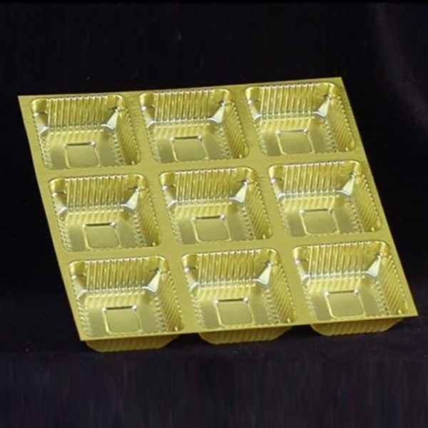 9 cavity golden tray 3*3 - (Pack of 10) Sweetkraft | Baking supplies