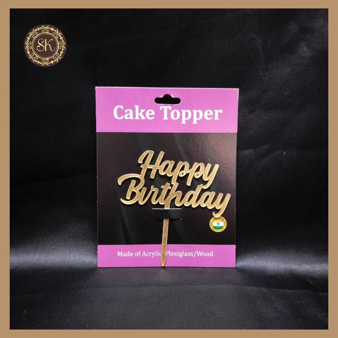 Happy Birthday Cake Topper | Acrylic Cake Topper | Cake Topper 4 inch | Pack of 1 - Golden Colour Sweetkraft | Baking supplies