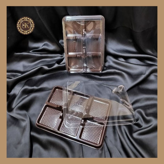 6 Brownie container G6 | Brownie Box | Plastic Brownie Box | Brown Colour - 10 Pieces Sweetkraft | Baking supplies