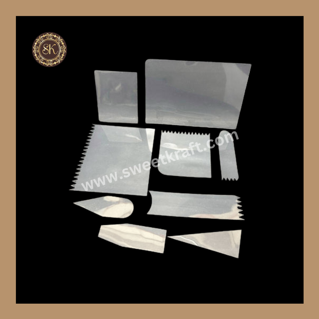 Transparent Flexible Scrapper | Scrapper | Pack Of 9pcs Sweetkraft | Baking supplies