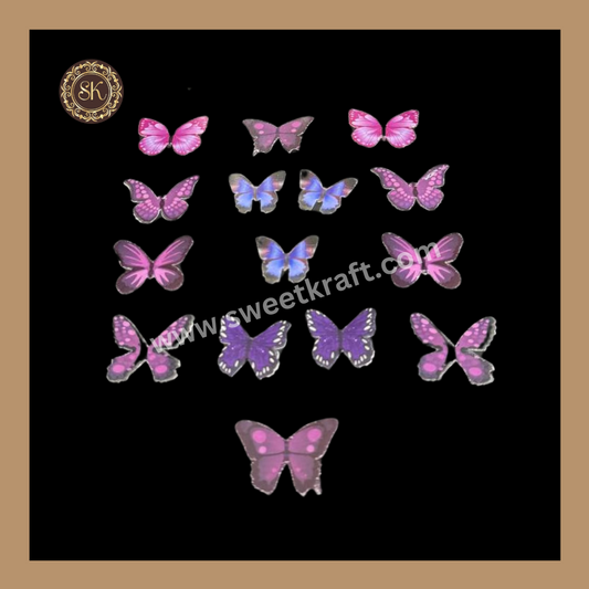 Edible Wafer Butterfly | Pre-Cut Wafer Paper | Stick on Cake Decor | Cake Topper - (EB-001) Sweetkraft | Baking supplies