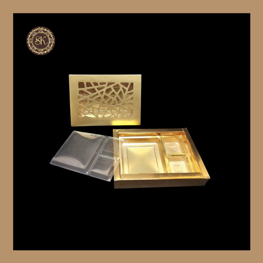 6 DC Laser Box | Golden Cavity Box | Chocolate Box | Gift Box - (With Tray & Lid Cover) Sweetkraft | Baking supplies
