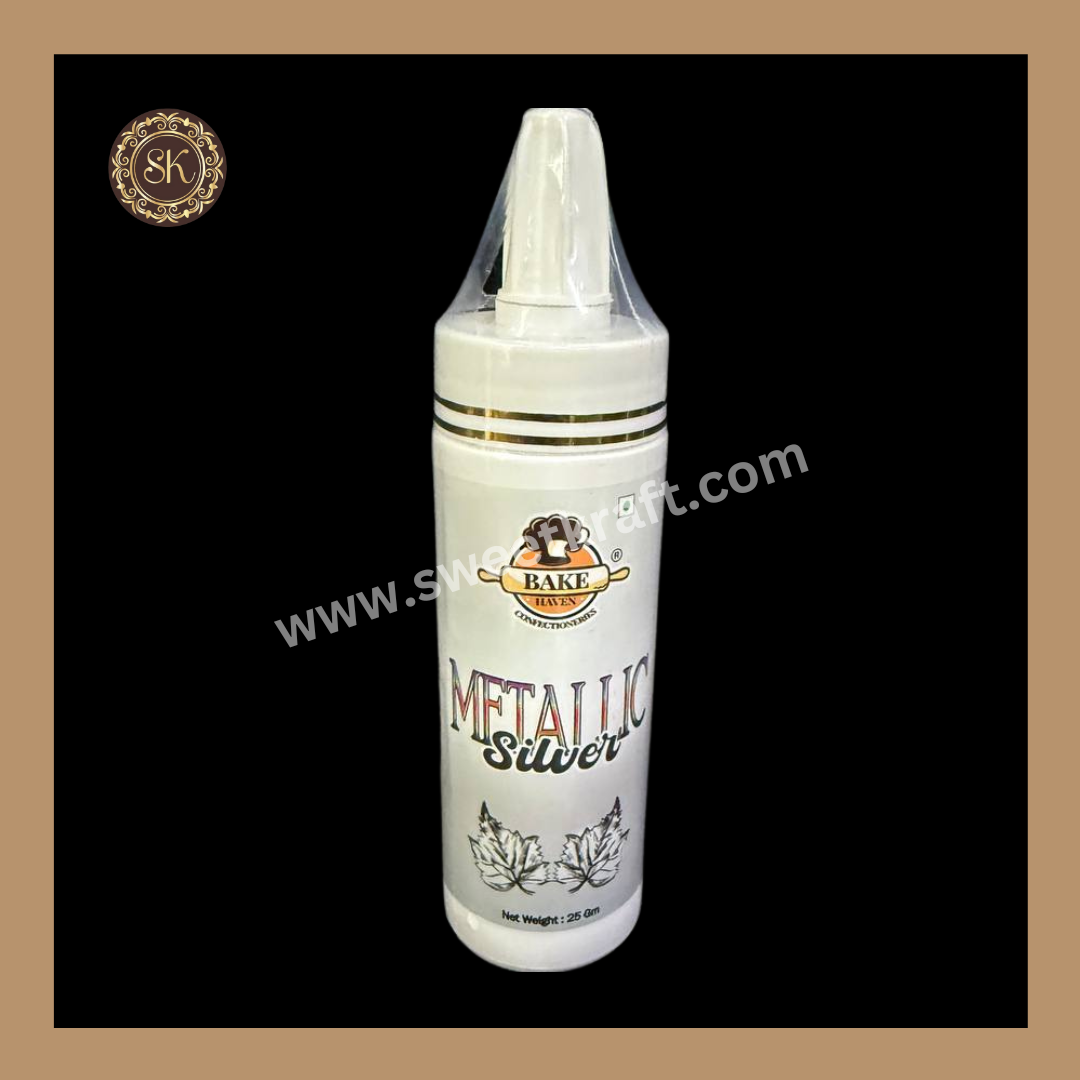 Silver Powder Spray | Metallic | Bake Haven - 25gm Sweetkraft | Baking supplies