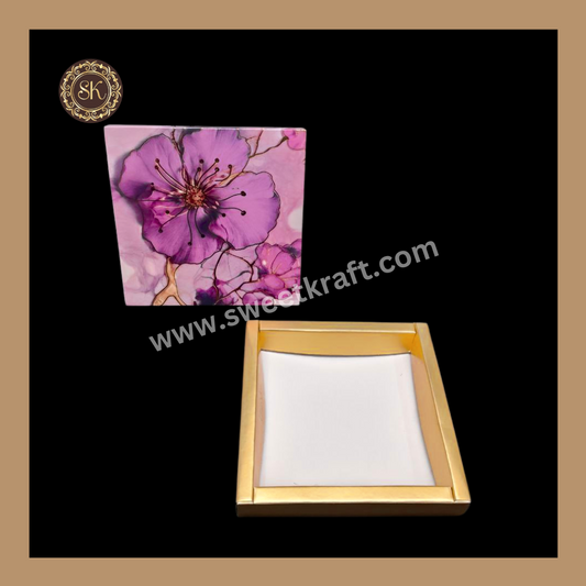 9 Cavity Floral Print Box | 9 Cavity Box | Chocolate Box | Gift Box | Mithai Box | Purple- (Only Box) Sweetkraft | Baking supplies