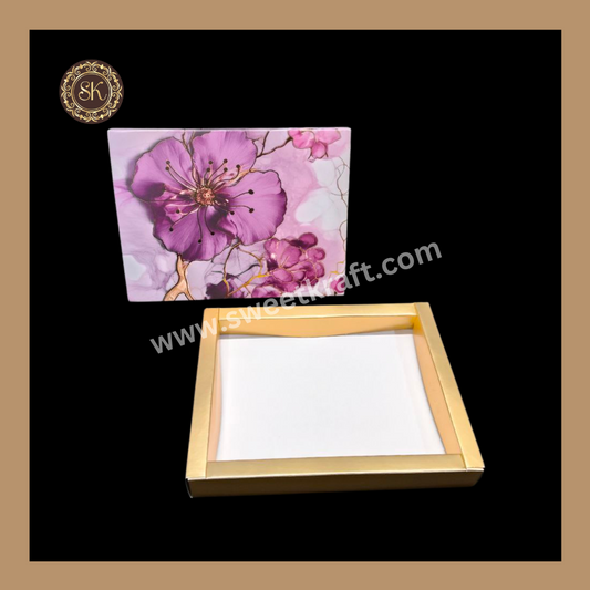12 Cavity Floral Print Box | 12 Cavity Box | Chocolate Box | Gift Box | Mithai Box | Purple- (Only Box) Sweetkraft | Baking supplies