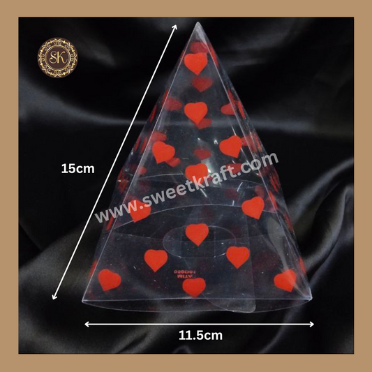 Triangle Heart Box - 050D01 PVC | Heart Box | Chocolate Box | Triangle Box | Red Colour - 5 Pieces & 10 Pieces Sweetkraft | Baking supplies