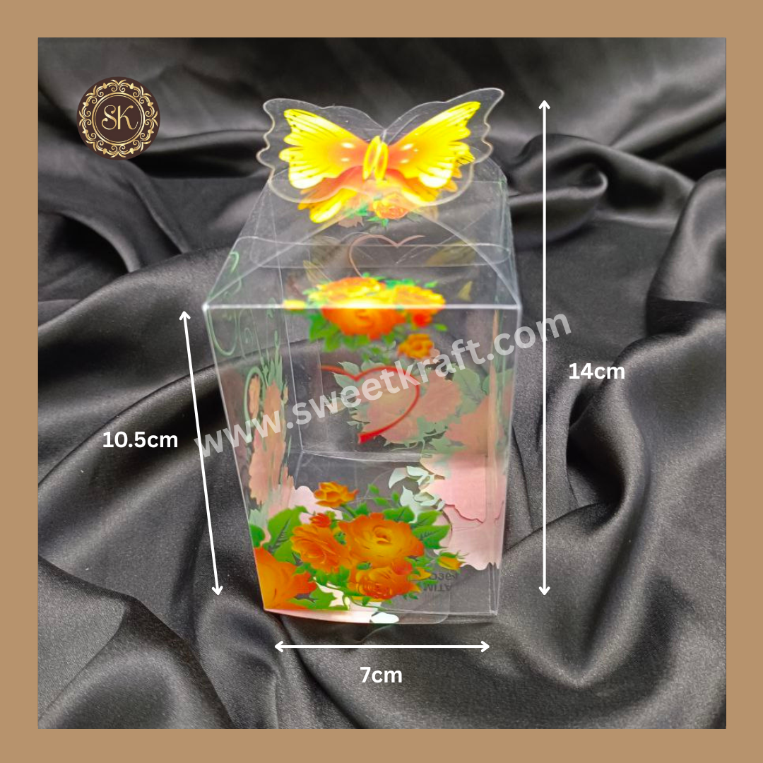 00964 PVC Box | Chocolate PVC  Box | Rose Print Box | Gifting Box | Yellow Colour Sweetkraft | Baking supplies