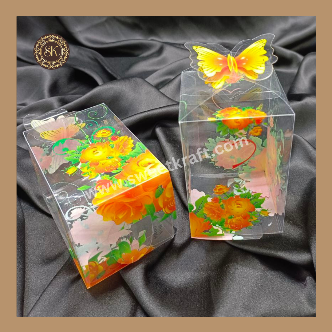 00964 PVC Box | Chocolate PVC  Box | Rose Print Box | Gifting Box | Yellow Colour Sweetkraft | Baking supplies