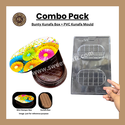 Bunty Kunafa Combo Pack | Chocolate Kunafa Box | Multi Colour Print Kunafa Box | Gifting Box | PVC Kunafa Mould | Brown Colour