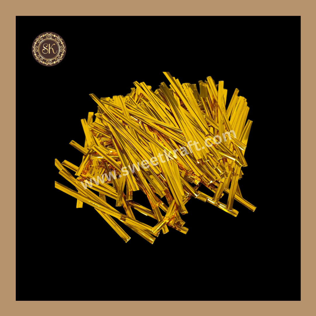 Twister Ties | Metallic Twist Ties | Metallic Twister Tie | Aluminium Twister Tie | Chocolate Twester - Golden Colour Sweetkraft | Baking supplies
