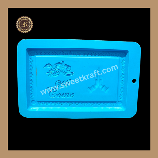 Silicon Chocolate Mould | Diwali Silicone Mould | Wel Come Bar Silicone Mould | Blue | Pack Of 1pc (CSM-028) Sweetkraft | Baking supplies