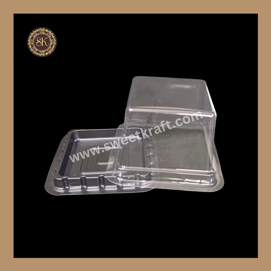 Mini Square PVC Pastry Container | Square Pastry Box |  Silgle Modak Box | Black- With Lid (MDC-05) Sweetkraft | Baking supplies