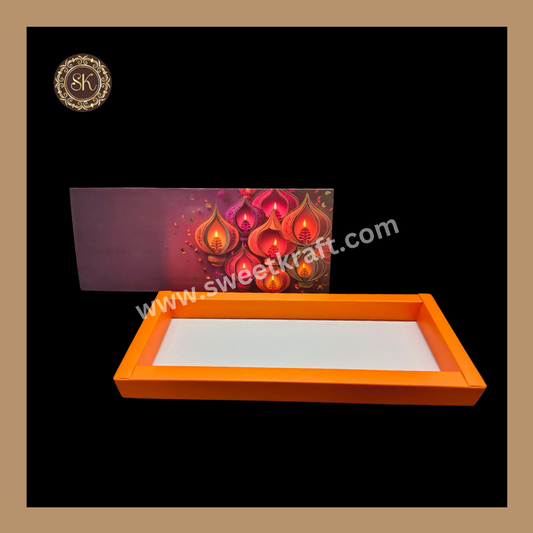 12 Cavity Diwali Box | Mithai Box | Happy Diwali | Golden Cavity Box | Chocolate Box | Gift Box | Orange Colour - (Only Box)