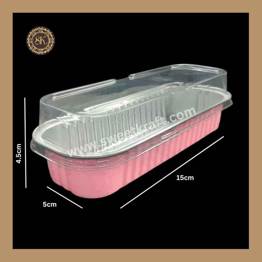 Rectangle Foil Container | Cake Container | Dessert Foil Containers | Alunimium Foil Container With Lid Cover | Color - Pink | Pack Of -10pcs, 50pcs & 100pcs