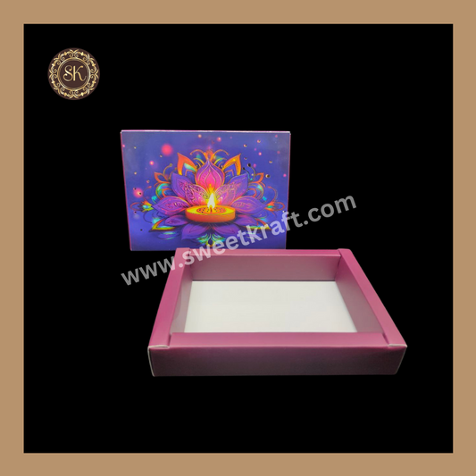 6 Cavity Diwali Box | Mithai Box | Happy Diwali | Golden Cavity Box | Chocolate Box | Gift Box | Multi Colour - (Only Box)