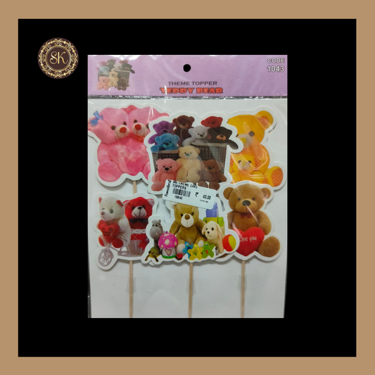 Theme Cake Toppers - 6pcs, Happy Birthday Cake Toppers | Party Cake Toppers | Teddy Bear Cake Toppers.1043 Sweetkraft | Baking supplies