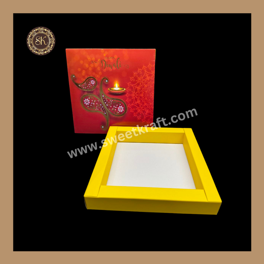 9 Cavity Diwali Box | Mithai Box | Happy Diwali | Golden Cavity Box | Chocolate Box | Gift Box | Yellow Colour - (Only Box)