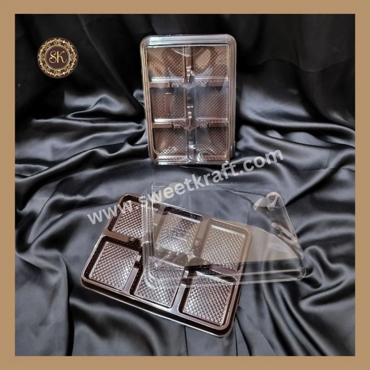 6 Brownie container G6 | Brownie Box | Plastic Brownie Box | Brown Colour - 10 Pieces Sweetkraft | Baking supplies