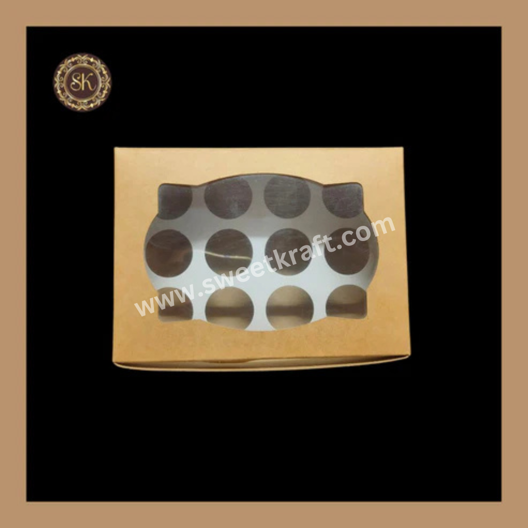 12 Mini Cupcake | Mini Window Cupcake Box | Kraft Cupcake Box Sweetkraft | Baking supplies