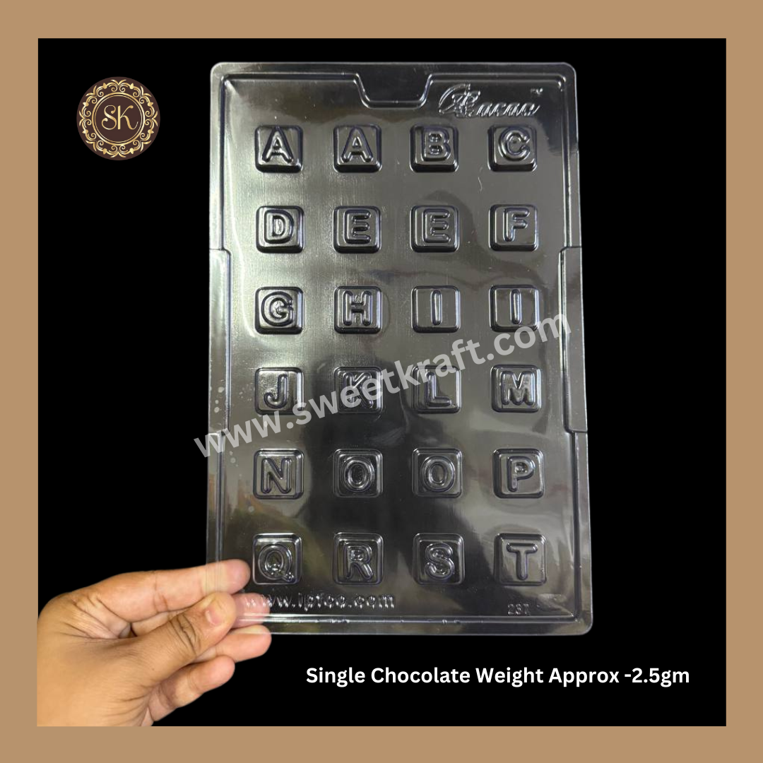 Plastic chocolate mould | Cacao | Alphabet Mold | Plastic Mold | Plastic molds  (PM-235) Sweetkraft | Baking supplies