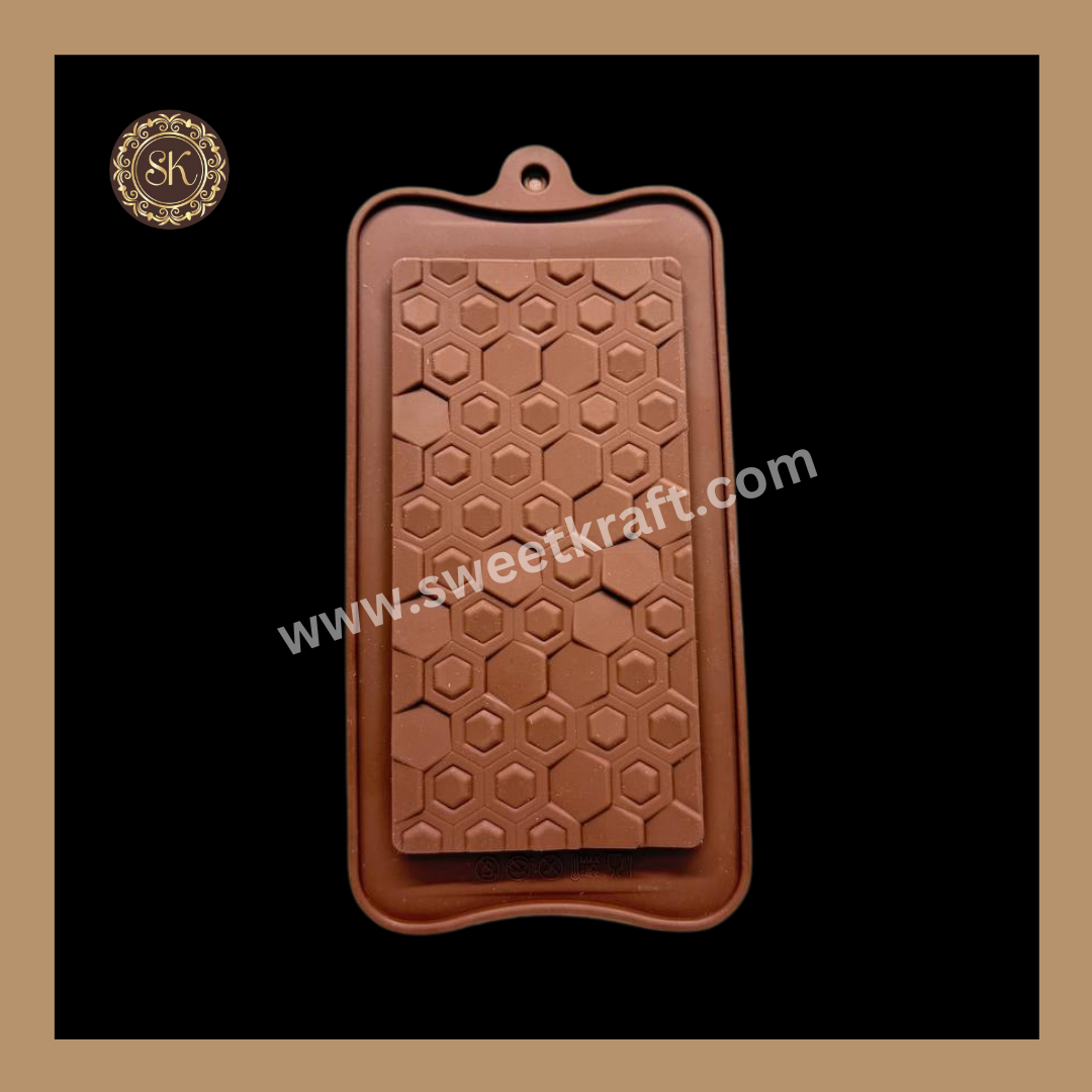 Silicone Chocolate Mould | Honeycomb Silicone Bar Mould | Brown Silicone Mould | Pack Of 1pc (CSM-008) Sweetkraft | Baking supplies