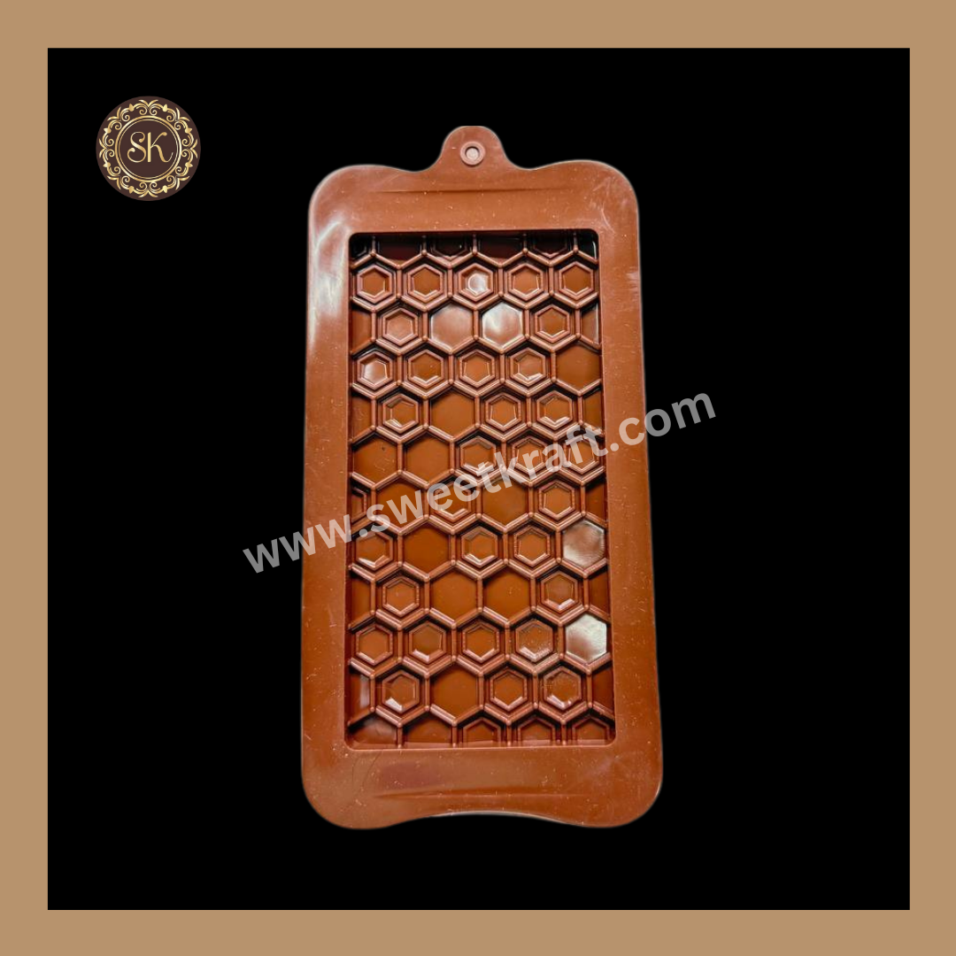 Silicone Chocolate Mould | Honeycomb Silicone Bar Mould | Brown Silicone Mould | Pack Of 1pc (CSM-008) Sweetkraft | Baking supplies