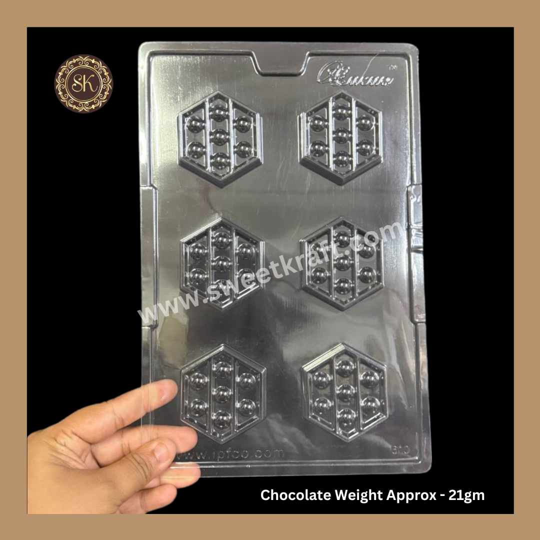 Plastic chocolate mould | Cacao | Hexagon Pop It Desgin Mould | Plastic molds (PM-338) Sweetkraft | Baking supplies