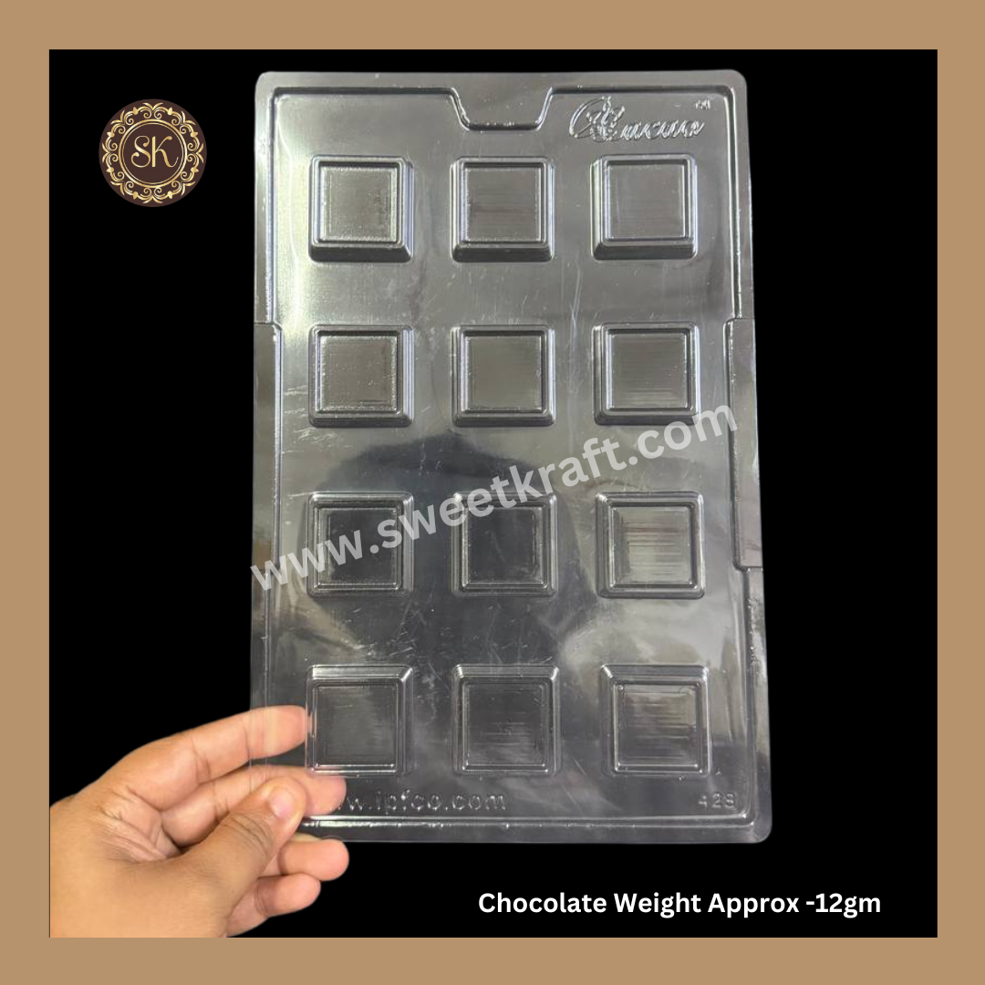 Plastic chocolate mould | Cacao | Square Desgin Mould | Plastic molds (PM-350) Sweetkraft | Baking supplies