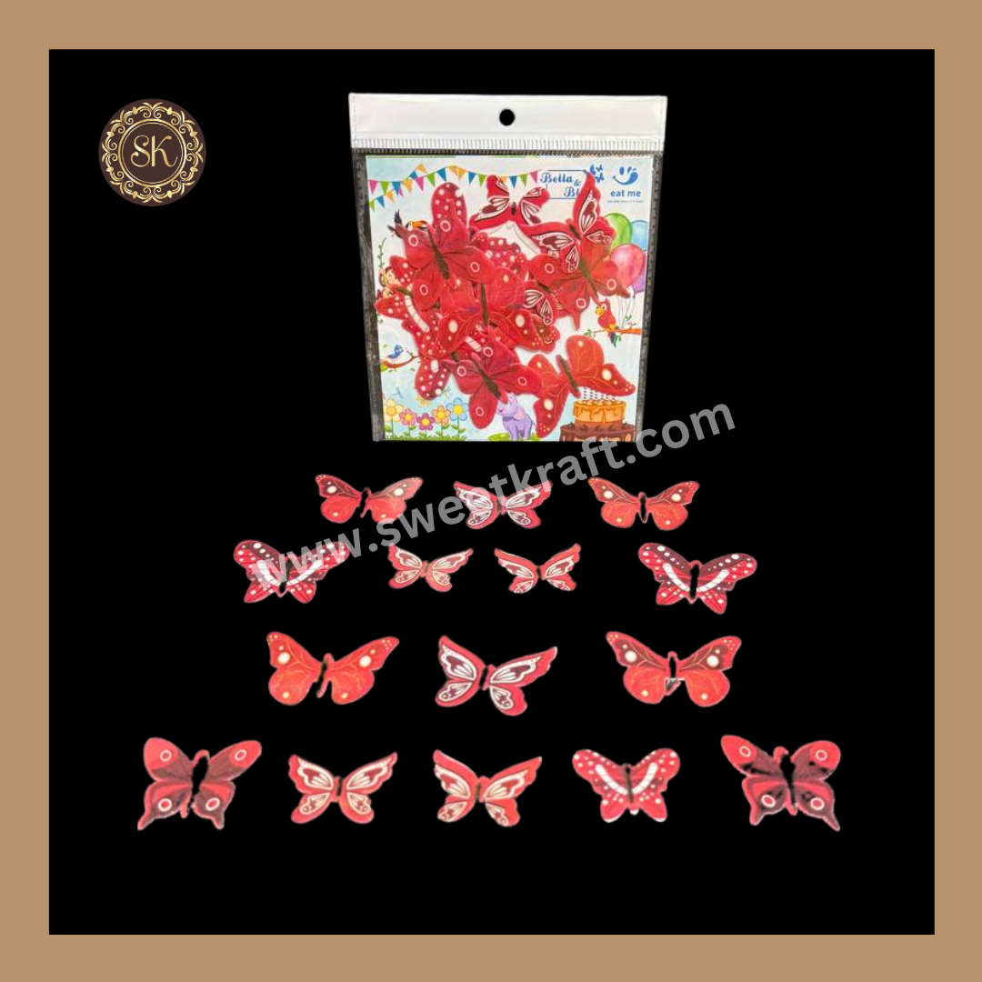 Edible Wafer Butterfly | Pre-Cut Wafer Paper | Stick on Cake Decor | Cake Topper - (EB-003) Sweetkraft | Baking supplies