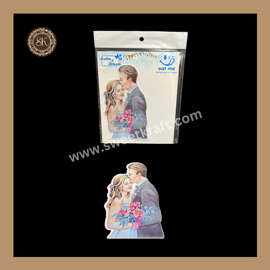 Edible Wafer Couple | Pre-Cut Wafer Paper | Stick on Cake Decor | Cake Topper - (EB-006) Sweetkraft | Baking supplies