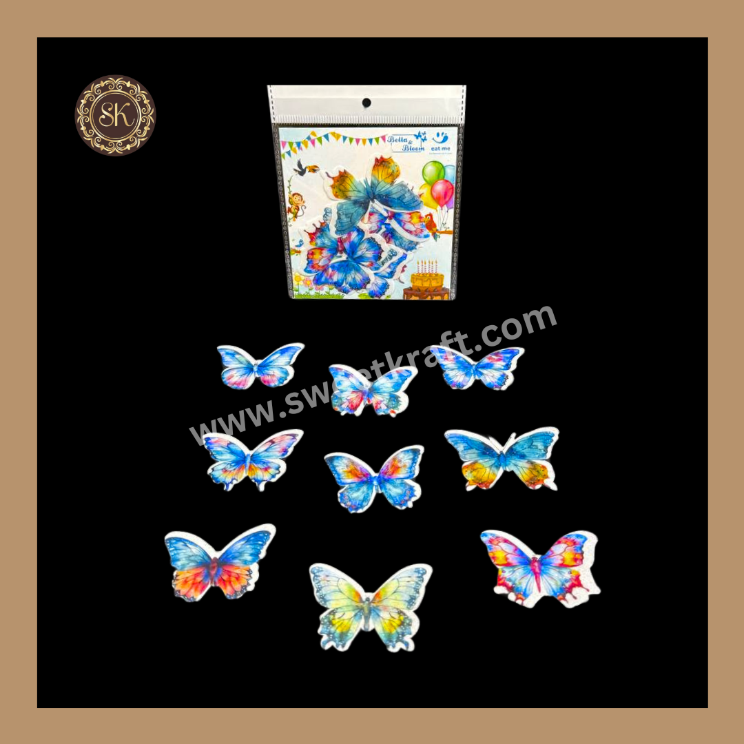 Edible Wafer Butterfly | Pre-Cut Wafer Paper | Stick on Cake Decor | Cake Topper - (EB-008) Sweetkraft | Baking supplies