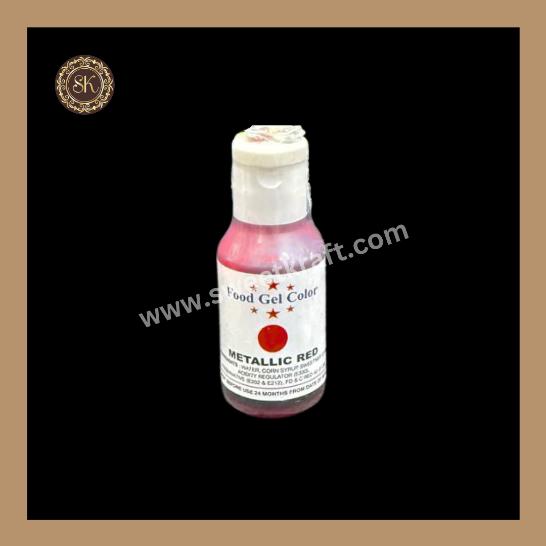 Metallic Red Colour | Food Gel Colours | Bakehaven - 20ml Sweetkraft | Baking supplies