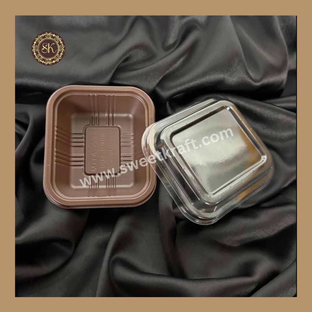1 Brownie Container (002-0908) | Brownie Box | Plastic Brownie Box | Brown Colour - 10 Pieces Sweetkraft | Baking supplies