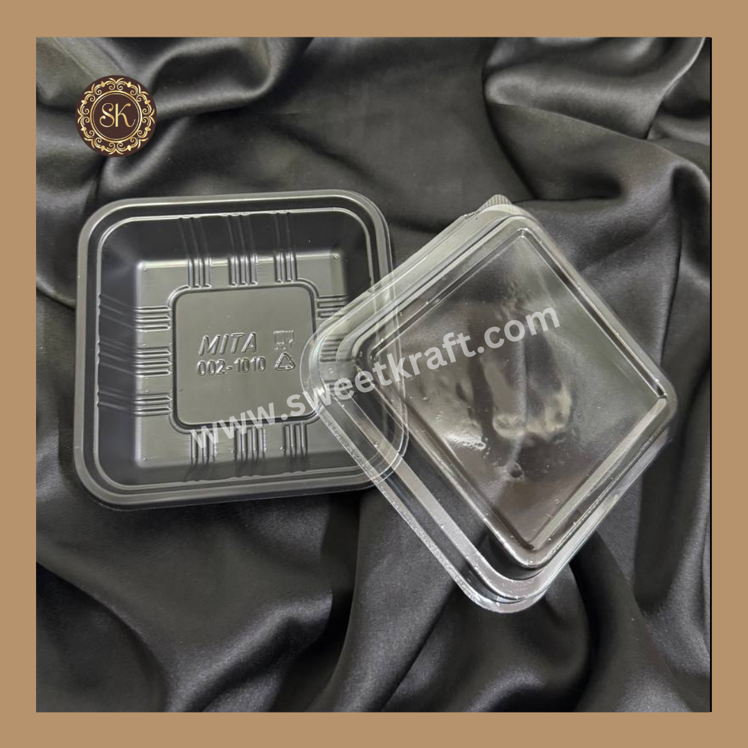 1 Brownie Container (002-1010) | Brownie Box | Plastic Brownie Box | Black Colour - 10 Pieces Sweetkraft | Baking supplies