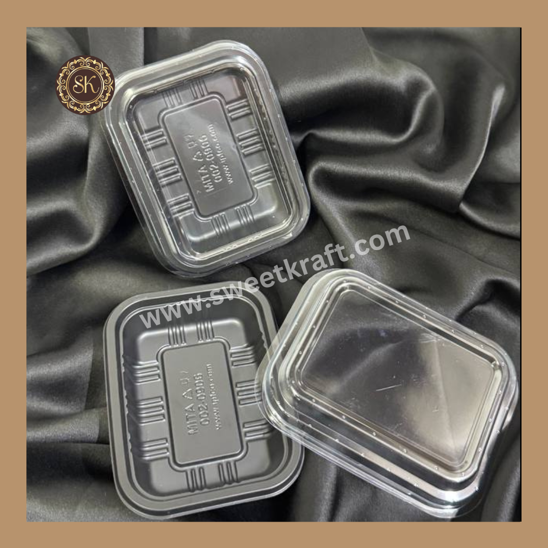 1 Mini Brownie Container (002-0906) | Brownie Box | Punnet Box |  Plastic Brownie Box | Black Colour - 10 Pieces Sweetkraft | Baking supplies