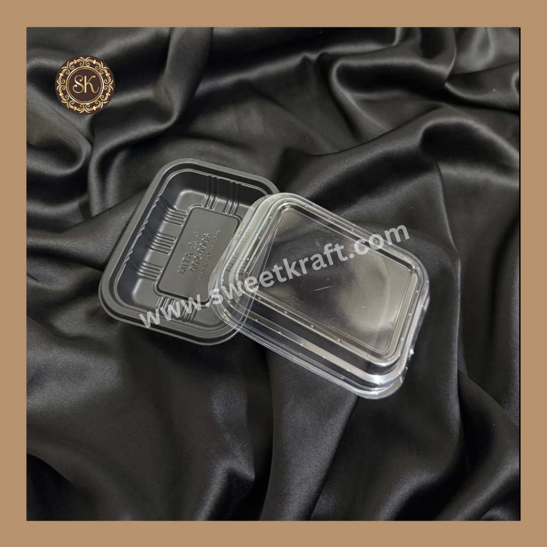 1 Mini Brownie Container (002-0906) | Brownie Box | Punnet Box |  Plastic Brownie Box | Black Colour - 10 Pieces Sweetkraft | Baking supplies