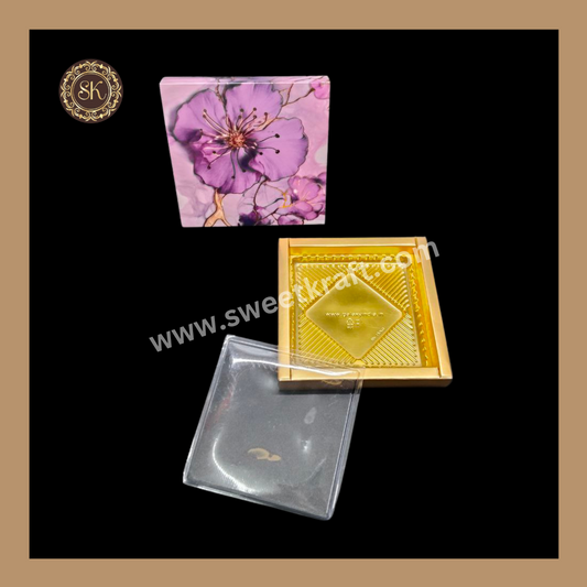 9 Combo Floral Print Box | 9 Cavity Box | Chocolate Box | Gift Box | Mithai Box | Purple- (With Cavity & Lid Cover) Sweetkraft | Baking supplies