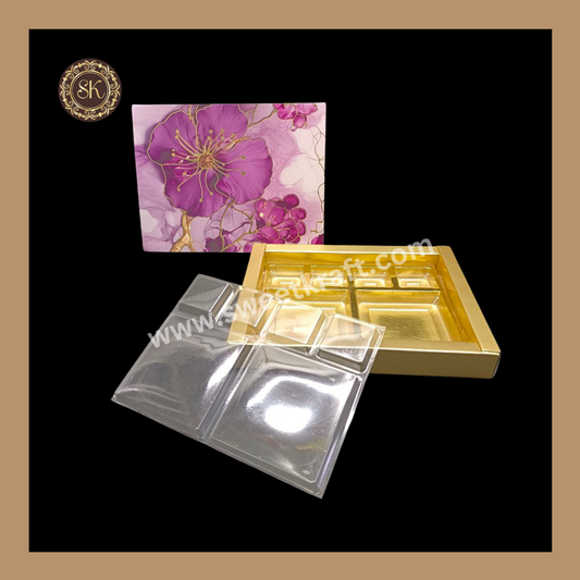 12 DC Floral Print Box | 12 Cavity Box | Chocolate Box | Gift Box | Mithai Box | Purple- (With Cavity Tray & Lid Cover) Sweetkraft | Baking supplies