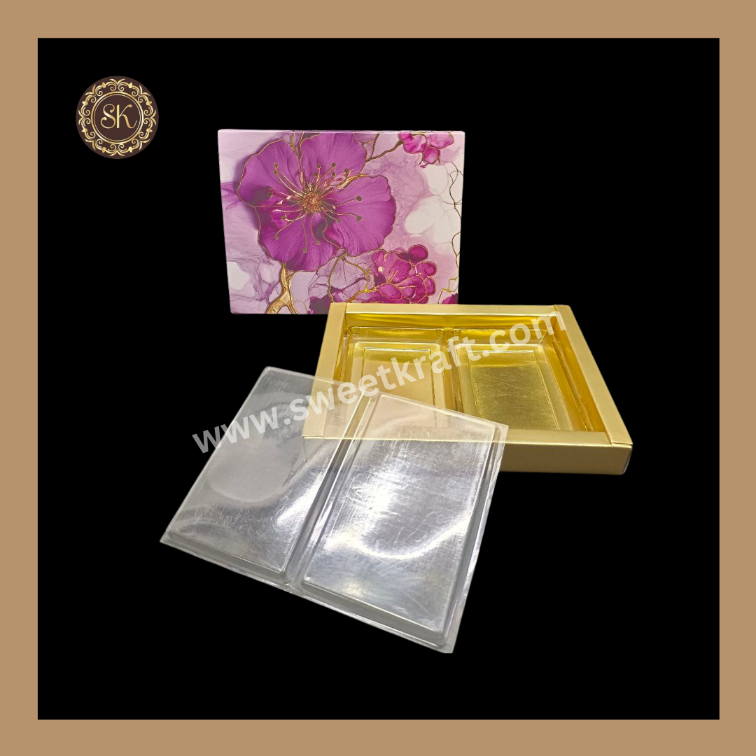 12 Partiion Floral Print Box | 12 Cavity Box | Chocolate Box | Gift Box | Mithai Box | Purple- (With Cavity Tray & Lid Cover) Sweetkraft | Baking supplies