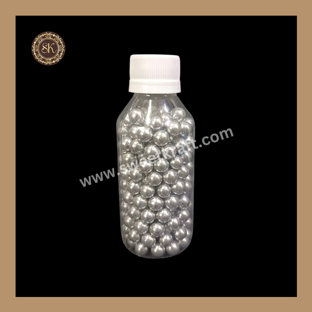 Fancy Candy | Sprinkles | Edible Cake Decoration Items | Cake Topping | Sprinkles For Cake Decoration | Silver Colour | Big Bottle - (Size-4) Sweetkraft | Baking supplies