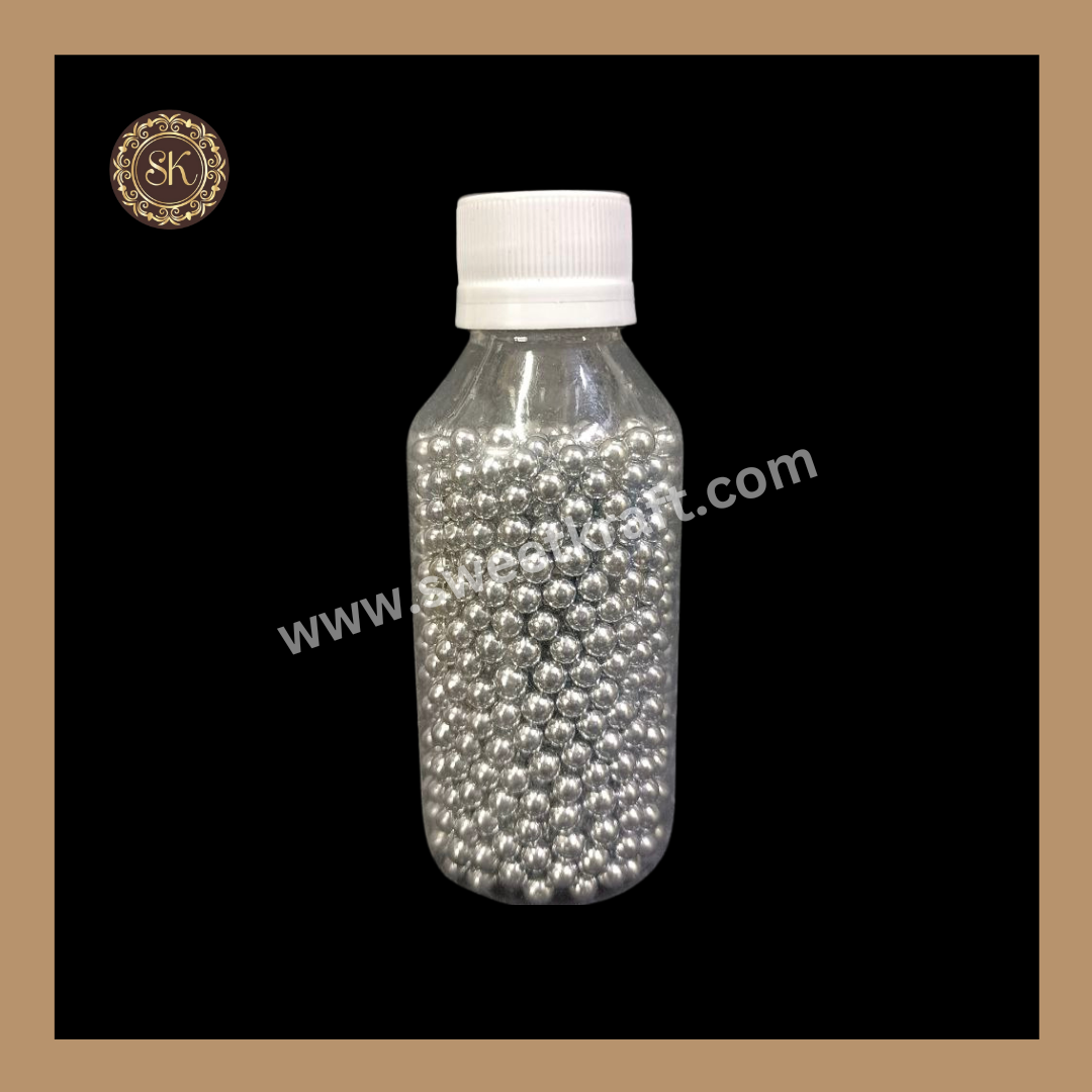 Fancy Candy | Sprinkles | Edible Cake Decoration Items | Cake Topping | Sprinkles For Cake Decoration | Silver Colour | Big Bottle - (Size-3) Sweetkraft | Baking supplies