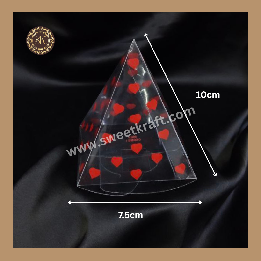 Triangle Heart Box - 050B01 PVC | Heart Box | Chocolate Box | Triangle Box | Red Colour - 5 Pieces & 10 Pieces Sweetkraft | Baking supplies