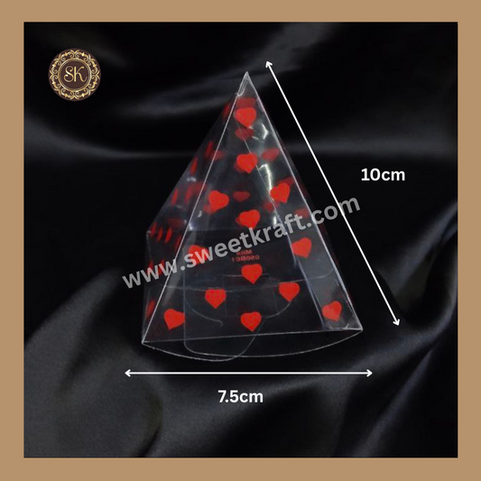 Triangle Heart Box - 050B01 PVC | Heart Box | Chocolate Box | Triangle Box | Red Colour - 5 Pieces & 10 Pieces Sweetkraft | Baking supplies