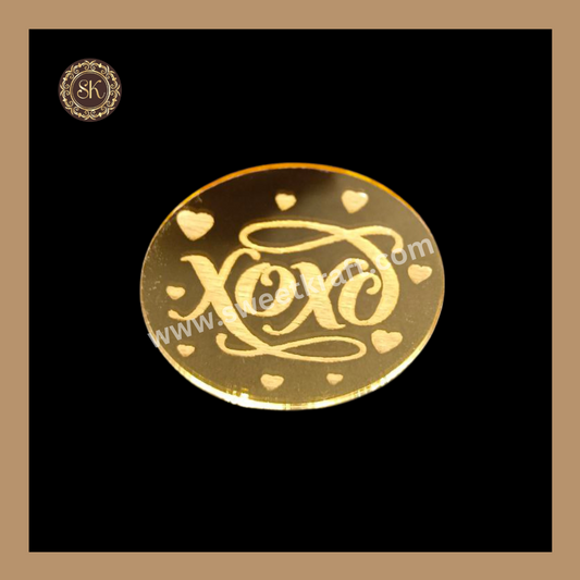 Acrylic XOXO Coin | Acrylic Coin | Golden - (Pack Of 5) Sweetkraft | Baking supplies