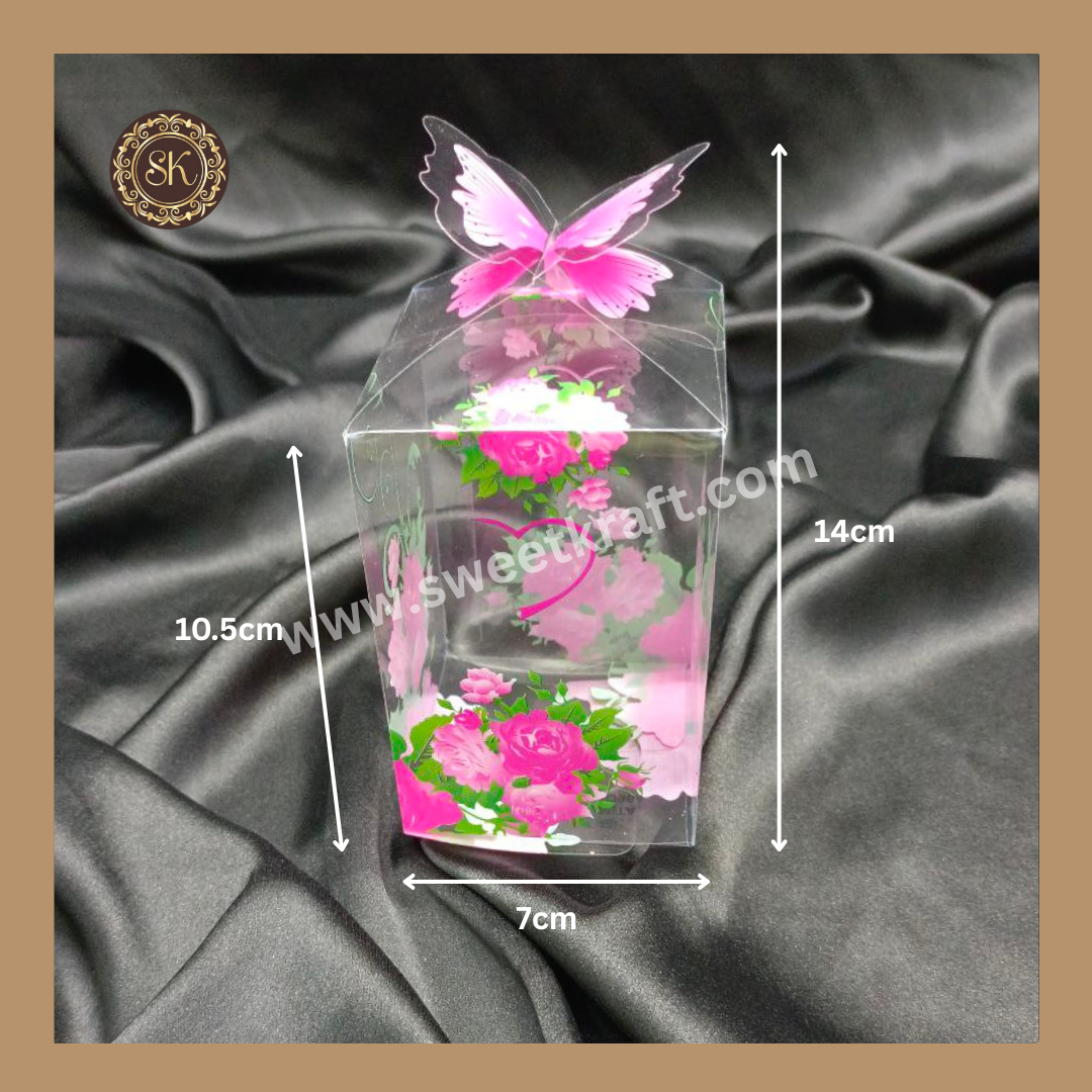 00964 PVC Box | Chocolate PVC  Box | Rose Print Box | Gifting Box | Pink Colour Sweetkraft | Baking supplies