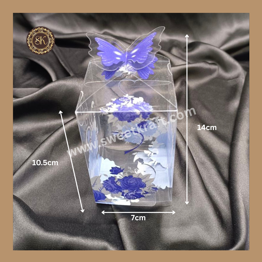 00964 PVC Box | Chocolate PVC  Box | Rose Print Box | Gifting Box | Blue Colour Sweetkraft | Baking supplies