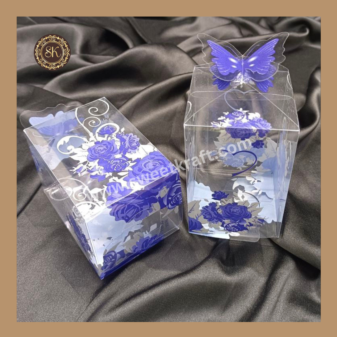 00964 PVC Box | Chocolate PVC  Box | Rose Print Box | Gifting Box | Blue Colour Sweetkraft | Baking supplies